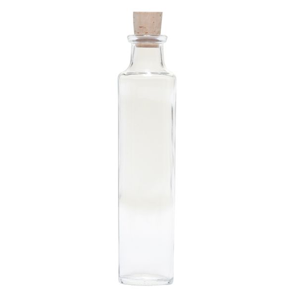 Clear Tall Round Glass Bottle with Cork