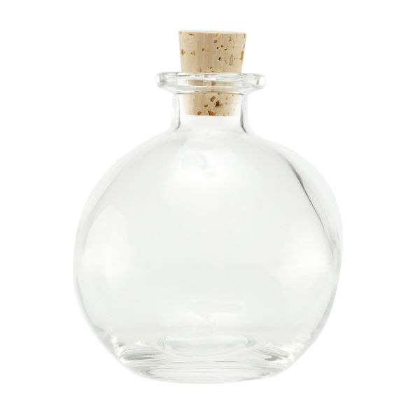 Clear Tall Round Glass Bottle, 4 oz. w/ Cork