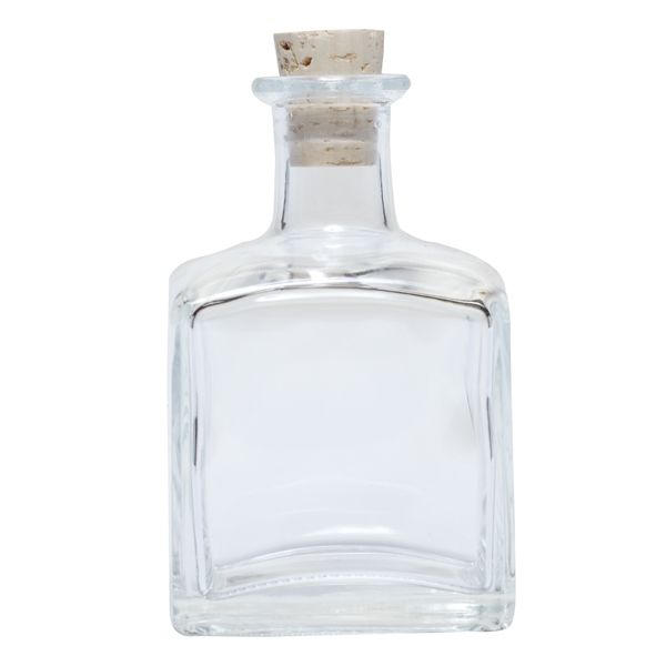 Square Glass Bottle, 7 oz. w/ Cork