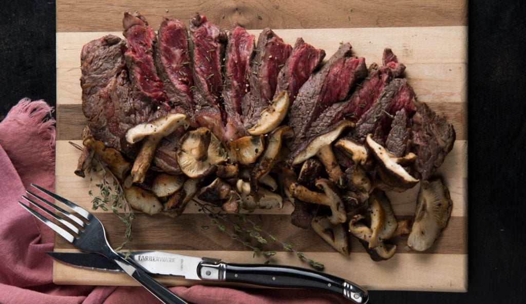 Grilled Steak with Sherry-Glazed Mushrooms