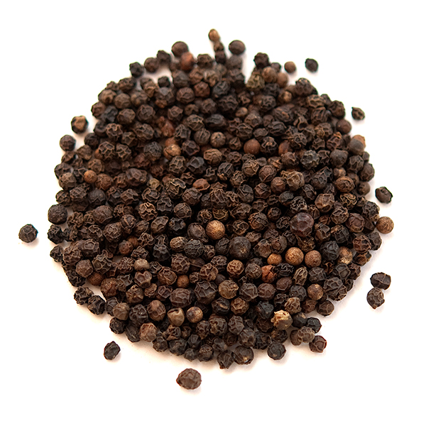 Whole black peppercorns