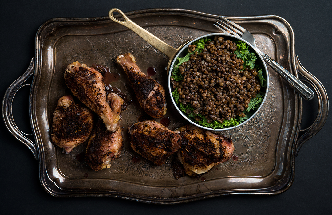 Baked Jerk Chicken and Spiced Lentils